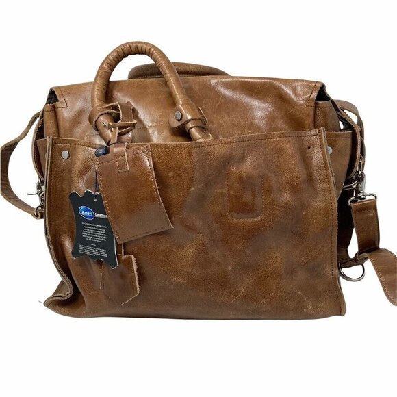 Amerileather Holmes Investigator Bag Brown Leather Pockets Dual Handle New - Picture 1 of 12